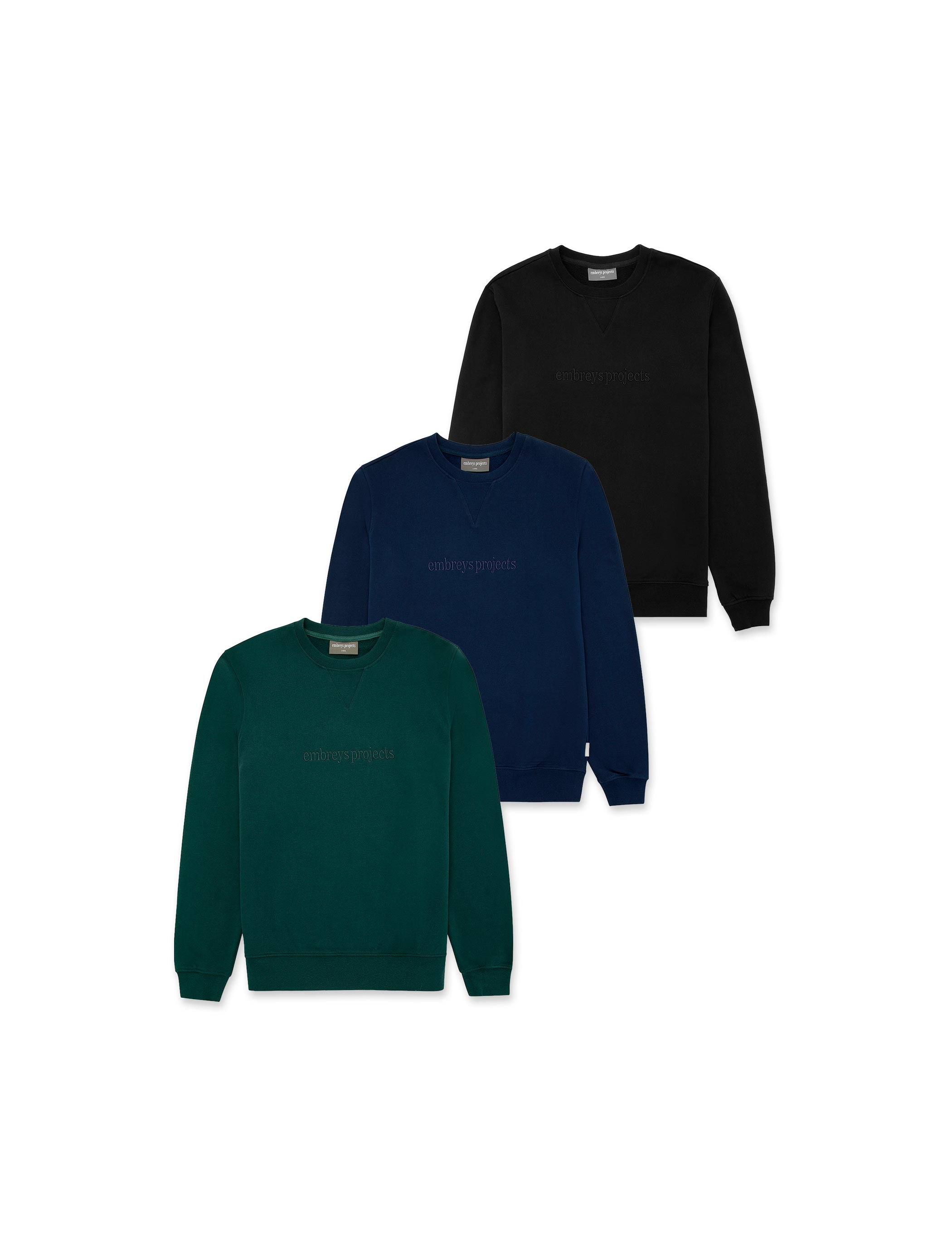 3-PACK ★ BASSO SWEATSHIRT (grøn, navy & sort) - Embreys Projects