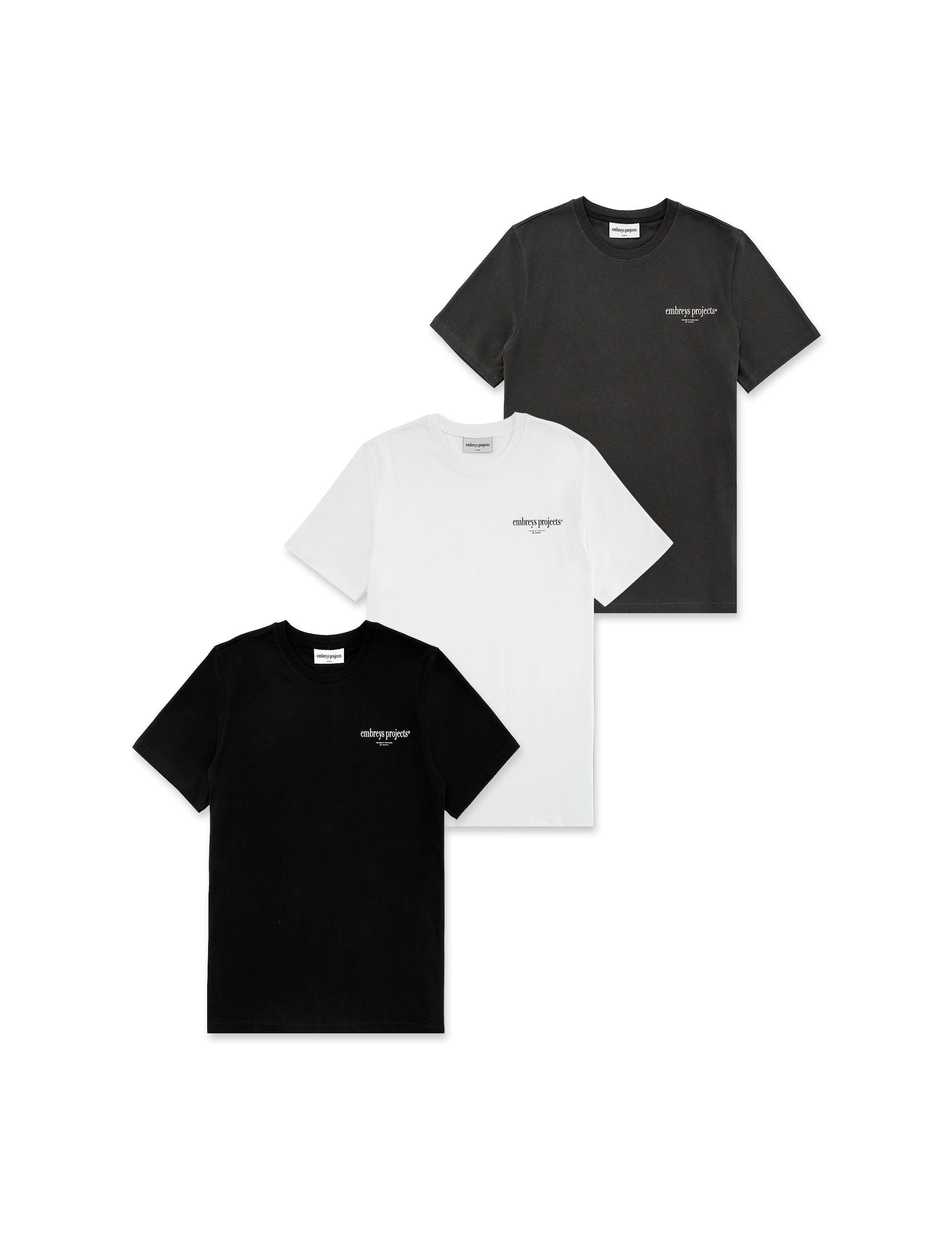 3-PACK ★ ESSENCE SS TEE (sort, hvid & grå) (W) - Embreys Projects