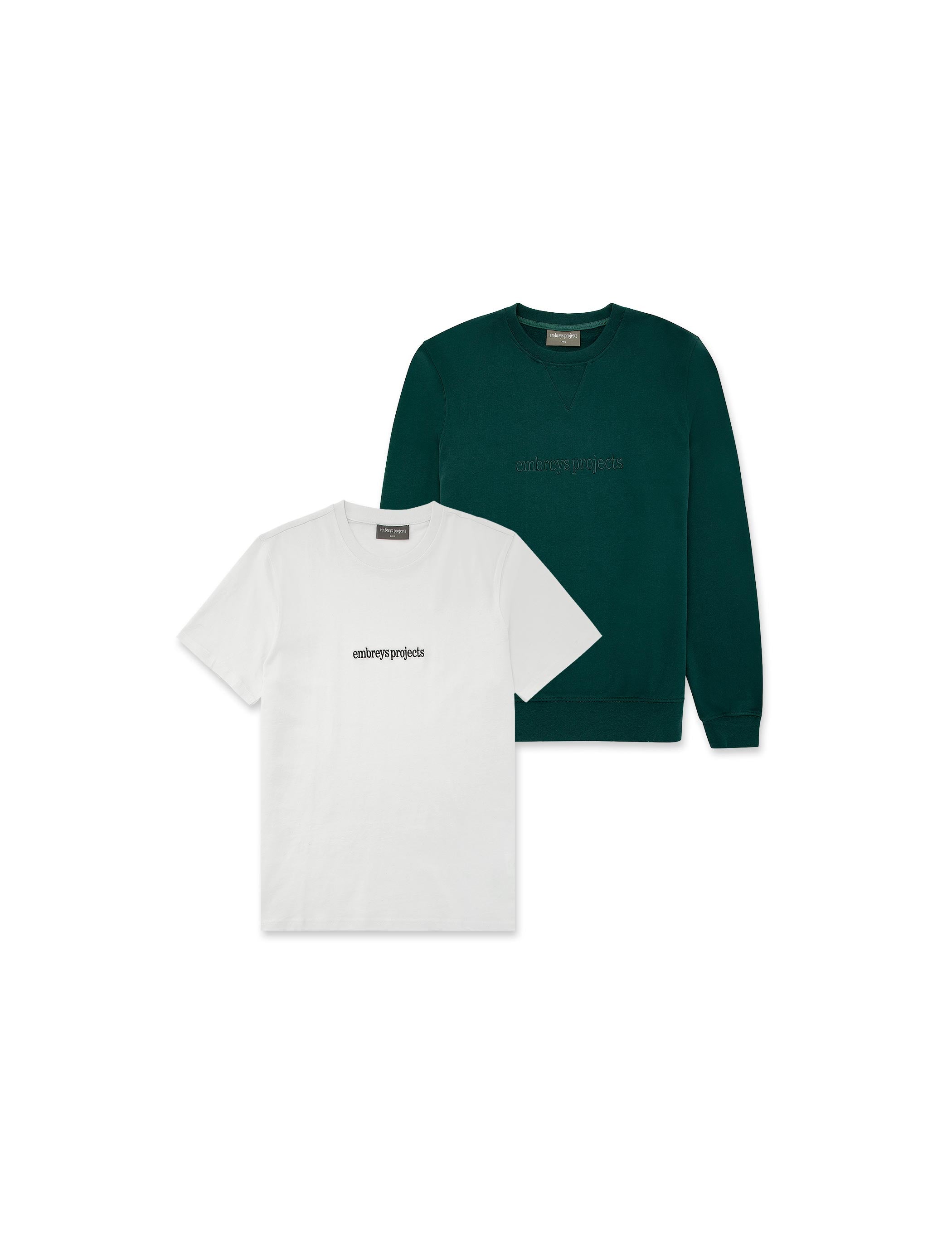 2-PACK ★ BASSO SWEATSHIRT & ISAAK TEE (grøn & hvid) - Embreys Projects