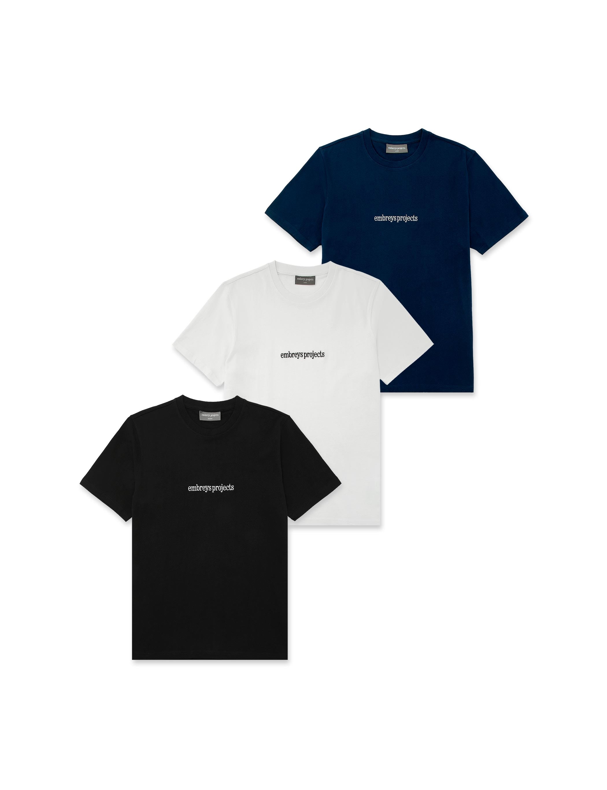 3-PACK ★ ISAAK SS TEE (sort, hvid & navy) (W) - Embreys Projects